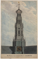 KT 2001 143
<br/>
De Toren van de Groote Kerk te Haarlem.
<br/>
<em>Claterbos, Augustijn (1750-1828)</em>